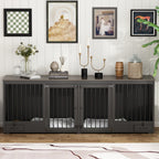 Dog Crate Furniture -Wooden Dog Kennel with Room Divider and 2 Drawers