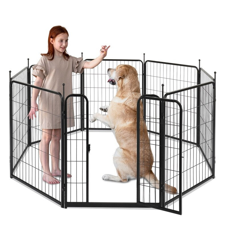 Dog Playpen Pet Dog Fence, 32 Height 8 Panels Metal Dog Pen