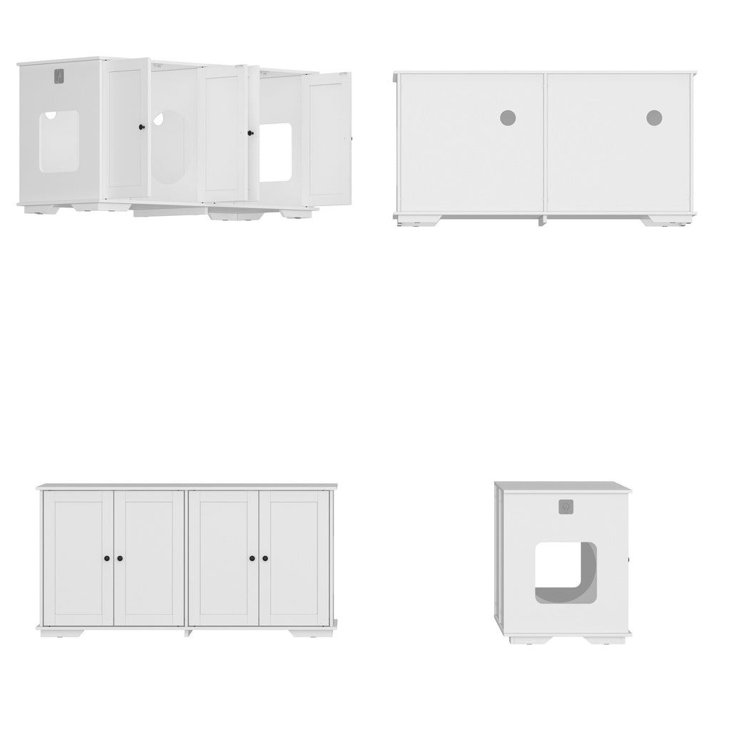 Double Pet Privacy Washroom Cat Litter Box Concealment Furniture