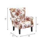 Erommy Modern Accent Chair, High Back Armchair, Upholstered Fabric Button Single Sofa with Wooden Legs for Living Room