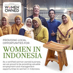 EcoDecors, Serenity, Teak Shower Bench, Teak Shower Stool, Teak Corner Shower Bench, 18 Inch, With Shelf