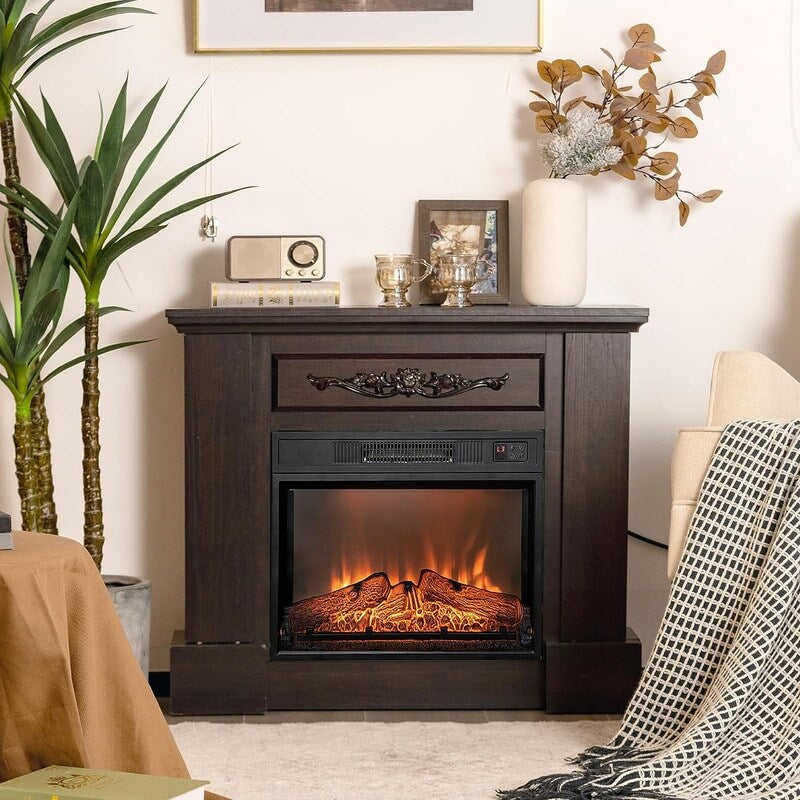 Electric Fireplace Insert with Adjustable Heating, Brightness, Timer and Overheat Protection, 1400W, CSA Listed