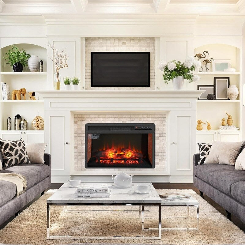 Electric Fireplace Insert with Adjustable Heating, Brightness, Timer and Overheat Protection, 1400W, CSA Listed