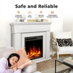 Electric Fireplace Mantel Wooden Surround Firebox, Remote Control