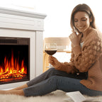 Electric Fireplace Mantel Wooden Surround Firebox, Remote Control
