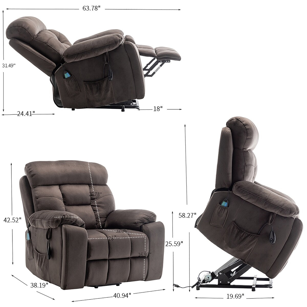 Electric Lift Chair Recliner with Massage Heating
