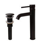 Elite Oil-rubbed Bronze Tall Single-handle Bathroom Vessel Faucet and Pop-up Drain
