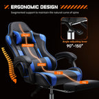 Ergonomic PU Leather 360° Swivel Gaming Recliner with Footrest, Headrest, Lumbar Support, Adjustable Height