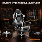Ergonomic PU Leather 360° Swivel Gaming Recliner with Footrest, Headrest, Lumbar Support, Adjustable Height