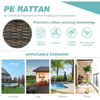 Erommy Outdoor 360° Swivel Rocking Patio Chairs Set with Thickened Cushions, Tempered Glass Coffee Table for Backyard, Garden