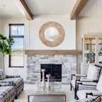 Farmhouse Carved Wood Round Wall Mirror - 28 x 28