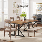 Farmhouse Dining Table for 6 People, 70.8-Inch Rectangular Wood Kitchen Table
