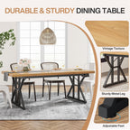 Farmhouse Dining Table for 6 People, 70.8-Inch Rectangular Wood Kitchen Table