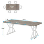 Farmhouse Dining Table for 6 People, 70.8-Inch Rectangular Wood Kitchen Table