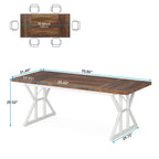 Farmhouse Dining Table for 6 People, 70.8-Inch Rectangular Wood Kitchen Table