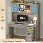 Farmhouse Executive Desk Home Office Desk File Drawer Monitor Stand Power Outlet