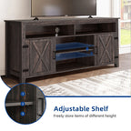 Farmhouse TV Stand for up to 65 TV with Doors and Open Shelves Media Console Power Outlet
