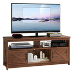 Farmhouse TV Stand for up to 65 TV with Doors and Open Shelves Media Console Power Outlet