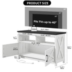 Farmhouse TV Stand for up to 65 TV with Doors and Open Shelves Media Console Power Outlet