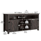 Farmhouse TV Stand for up to 65 TV with Doors and Open Shelves Media Console Power Outlet