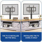 Farmhouse TV Stand for up to 65 TV with Doors and Open Shelves Media Console Power Outlet