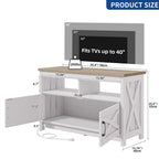 Farmhouse TV Stand for up to 65 TV with Doors and Open Shelves Media Console Power Outlet