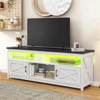 Farmhouse TV Stand for up to 65 TV with Doors and Open Shelves Media Console Power Outlet