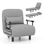 Folding Sleeper Chair Convertible Sofa Bed w/ Adjustable Backrest