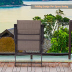 Folding Sling Chair Patio Furniture Set of 2 Armchairs Brown