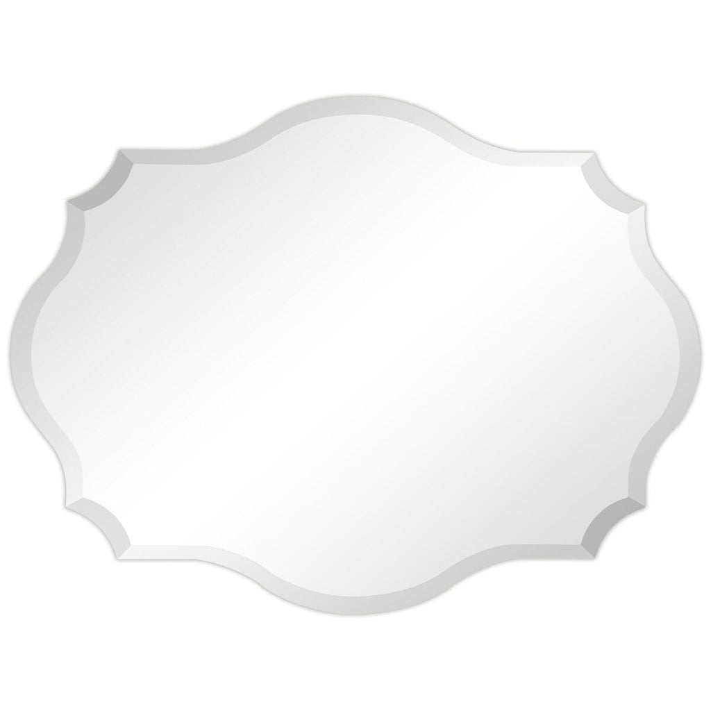 Frameless Beveled Oblong Elegant Scalloped Wall Mirror