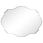 Frameless Beveled Oblong Elegant Scalloped Wall Mirror