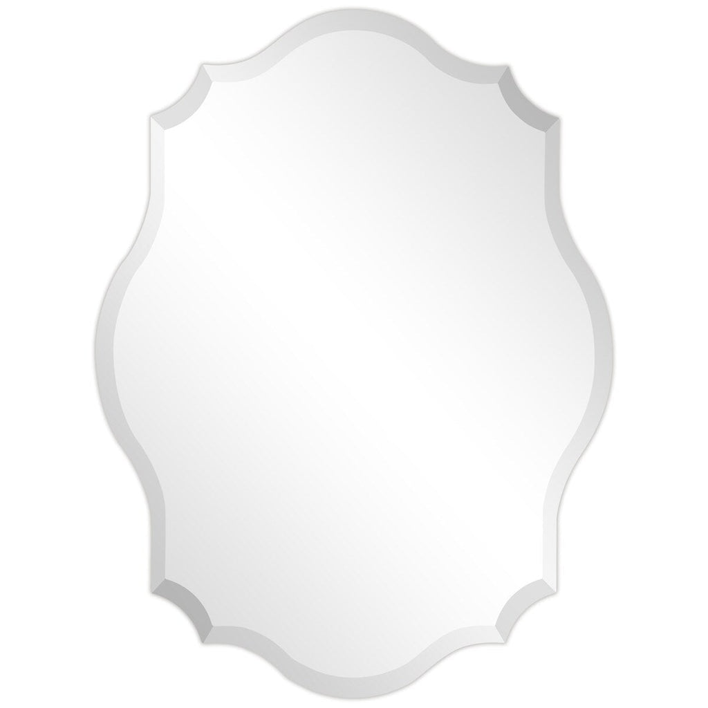 Frameless Beveled Oblong Elegant Scalloped Wall Mirror