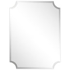 Frameless Rectangle Scalloped Beveled Wall Mirror, Bathroom, Vanity, Bedroom Mirror,1-beveled Edge - Clear