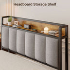Twin / Full / Queen / King Size Metal Platform Bed Frame with Upholstered Storage Headboard
