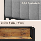 Twin / Full / Queen / King Size Metal Platform Bed Frame with Upholstered Storage Headboard