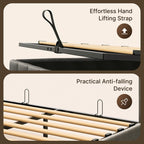 Lift Up Storage Bed Frame, Upholstered Platform Bed Frame with Hydraulic Storage System and Headboard