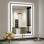 Full Size Back & Front LED Lighted Anti-Fog Tempered Glass Framed Wall Bathroom Vanity Mirror