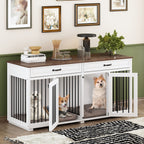 Furniture Style Dog Crate, 64.5 Inch Wooden Large Dog Kennel