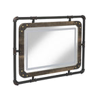 Furniture of America Inyo Industrial Metal Wall Mirror with LED Lights