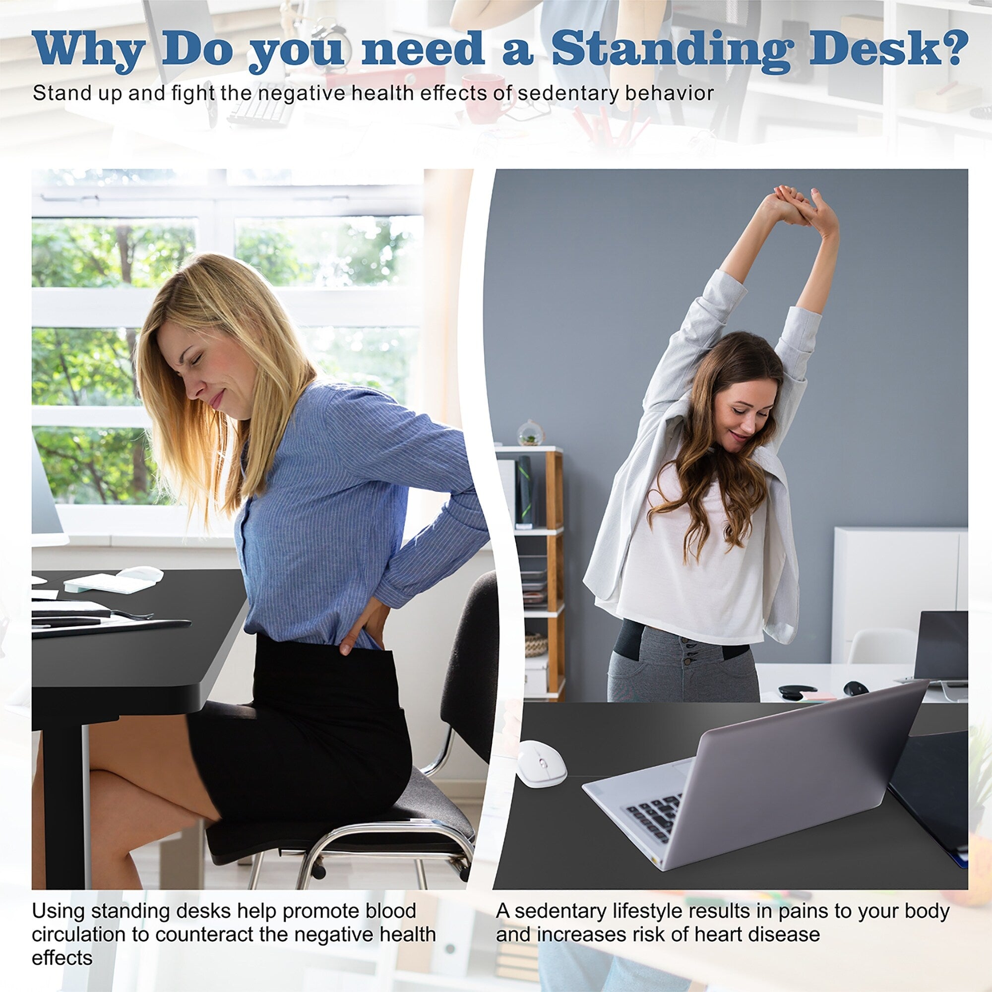 Futzca Height Adjustable Electric Standing Desk Sit Stand Computer Stand up Desk with Splice Board