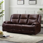 Genuine Leather Mid-century Modern Style Manual Recliners Sofa Set