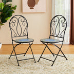 Glitzhome Outdoor Metal Folding Bistro Set 3PCS Patio Table Chairs