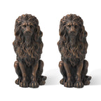 Glitzhome MGO Majestic Sitting Guardian Lion Statues Porch Sculpture Outdoor Indoor Set of 2
