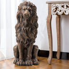 Glitzhome MGO Majestic Sitting Guardian Lion Statues Porch Sculpture Outdoor Indoor Set of 2