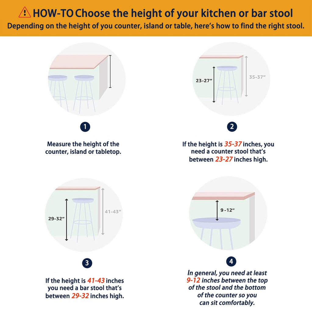 Glitzhome Set of 2 or 4 Modern Counter & Bar Height Wooden Swivel Bar Stools