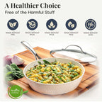 Gotham Steel Hammered Cream 15 Piece Pots and Pans Ultra Ceramic Nonstick Cookware Set with Utensils