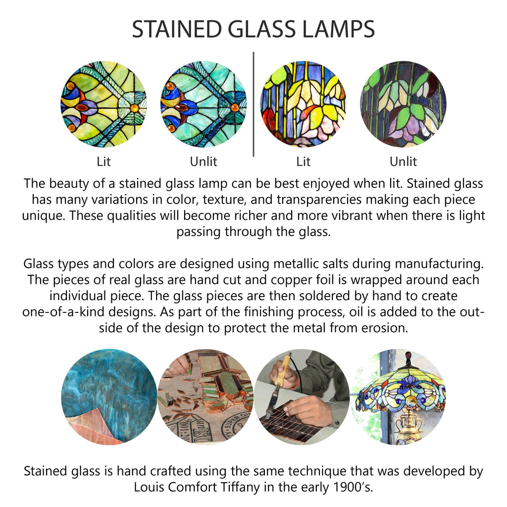 Gracewood Hollow Asdreni 20-inch Stained Glass Tiffany Lamp - 14L x 14W x 20.25H