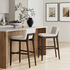 Gracie Modern Bar Stool, Boucle Upholstered Chair and Brushed Wooden Legs