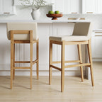 Gracie Modern Bar Stool, Boucle Upholstered Chair and Brushed Wooden Legs