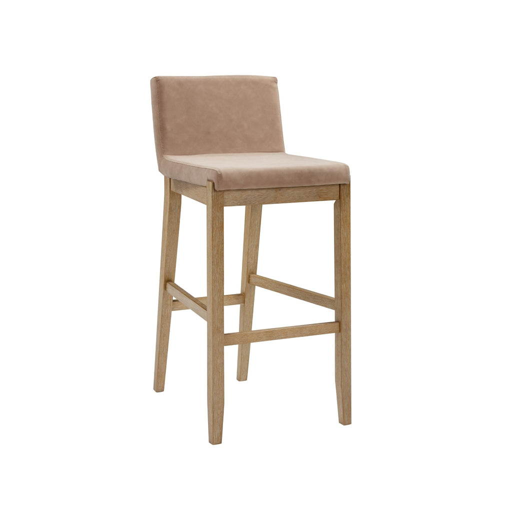 Gracie Modern Bar Stool, Boucle Upholstered Chair and Brushed Wooden Legs